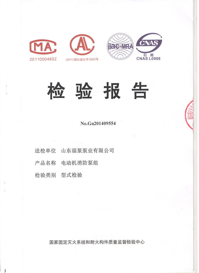 DL消防泵檢驗報（bào）告